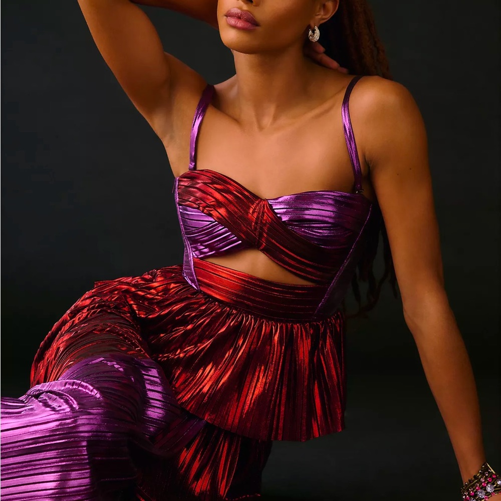 Sabina Musayev Purple and Red Pleated Top